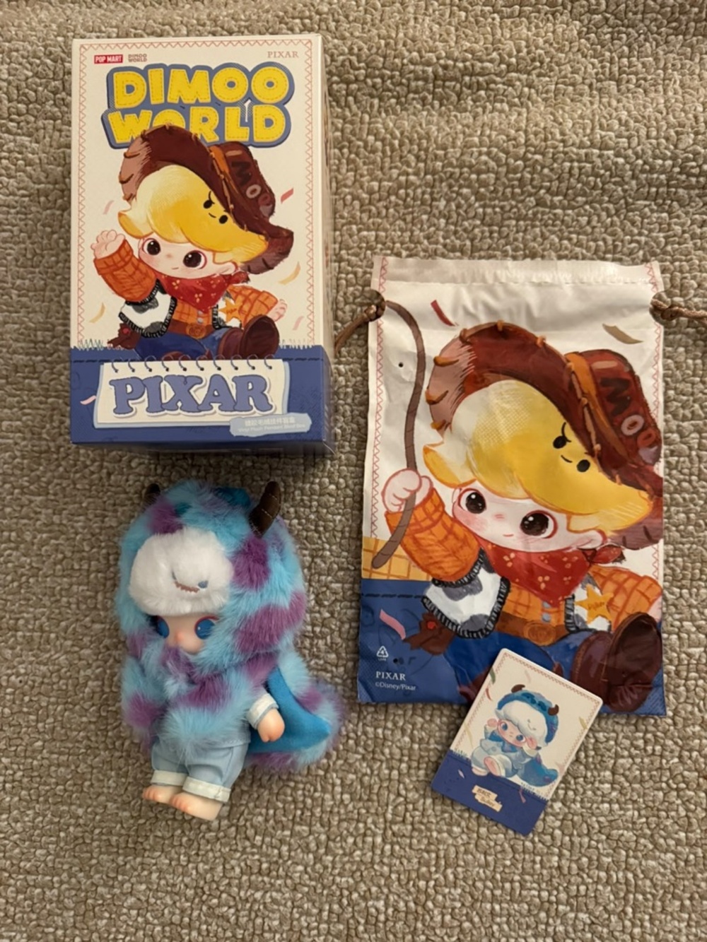 POP MART DIMOO WORLD x Pixar Series – Sulley Vinyl Plush Pendant 💙👾